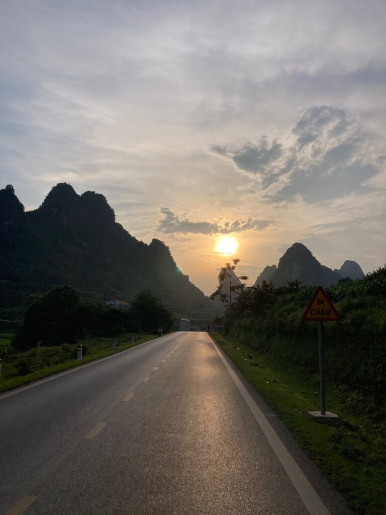 Sunset roads hills North Vietnam